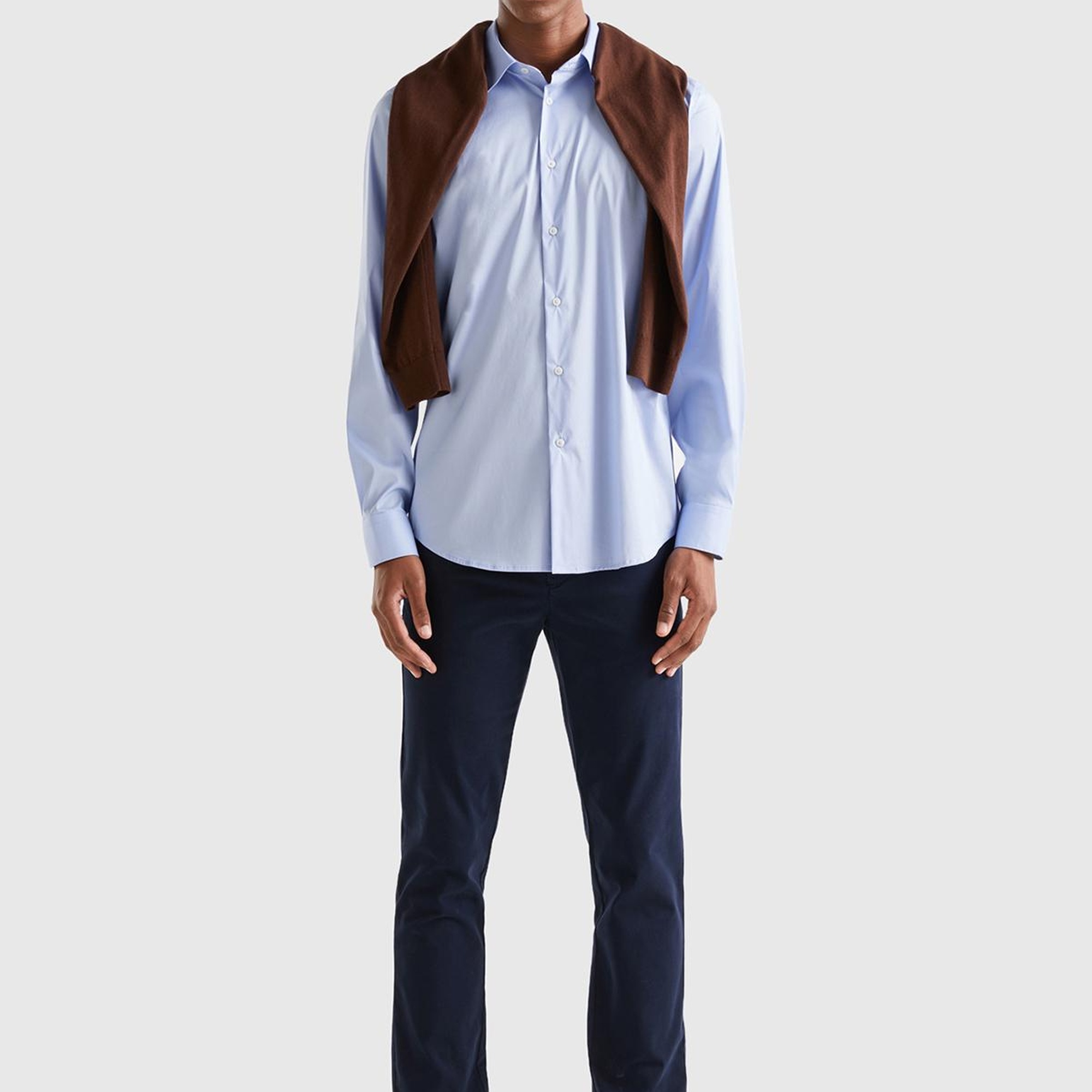 Erkek Mavi Esnek Gömlek