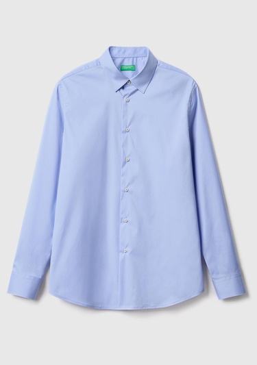  Erkek Mavi Esnek Gömlek