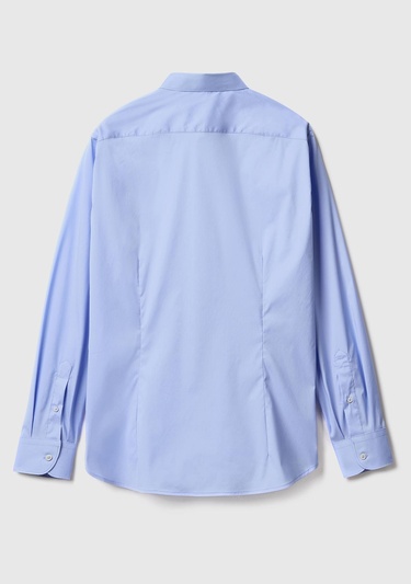  Erkek Mavi Esnek Gömlek