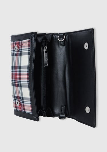  Kadın Taba Mix Ekoseli Logolu Dikdörtgen Çanta