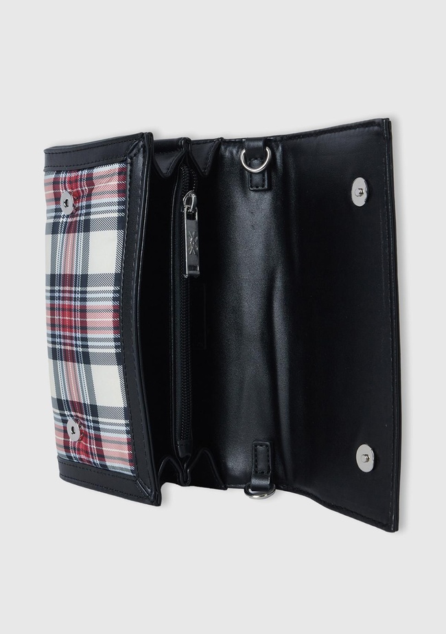  Kadın Taba Mix Ekoseli Logolu Dikdörtgen Çanta