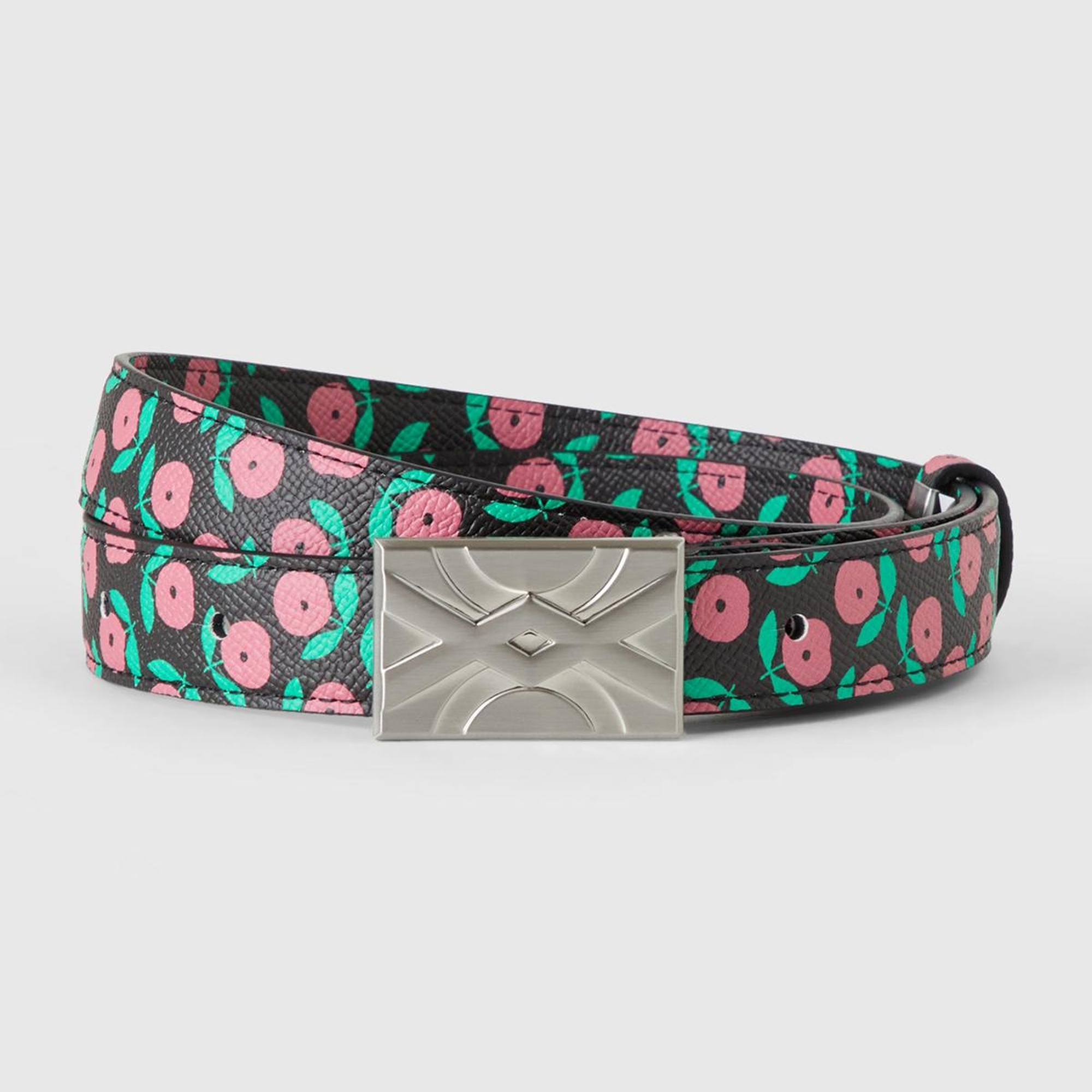 Kadın Pembe Mix Suni Deri Desenli Logo Tokalı Kemer