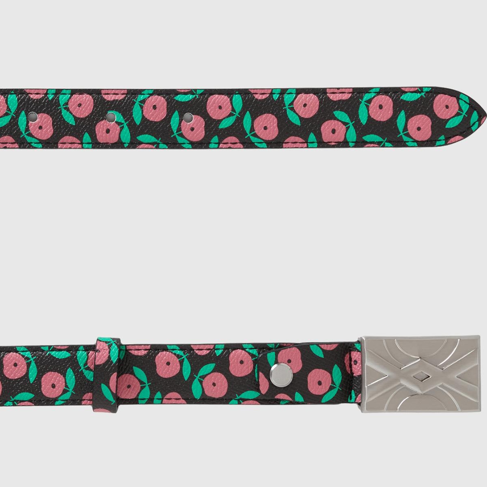 Kadın Pembe Mix Suni Deri Desenli Logo Tokalı Kemer