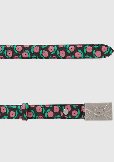  Kadın Pembe Mix Suni Deri Desenli Logo Tokalı Kemer