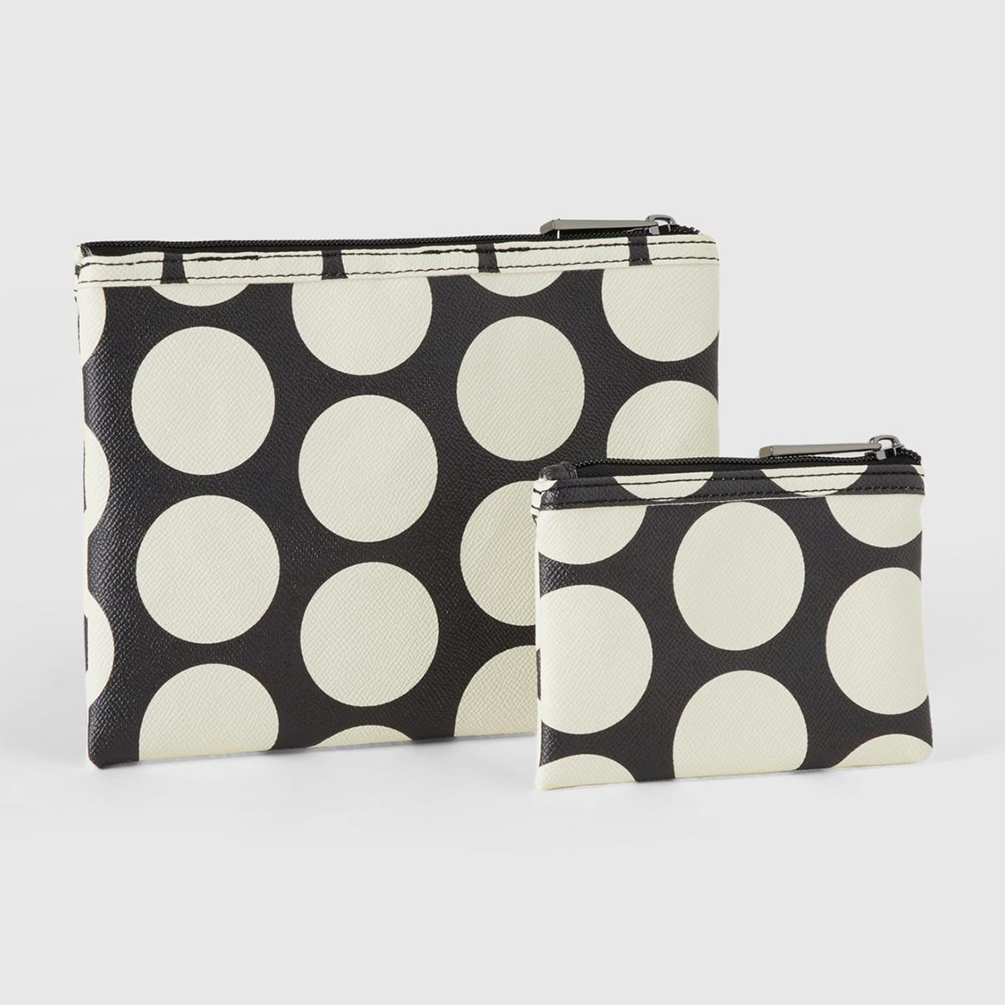 Kadın Siyah Beyaz Desenli 2'Lİ Suni Deri El Çantası