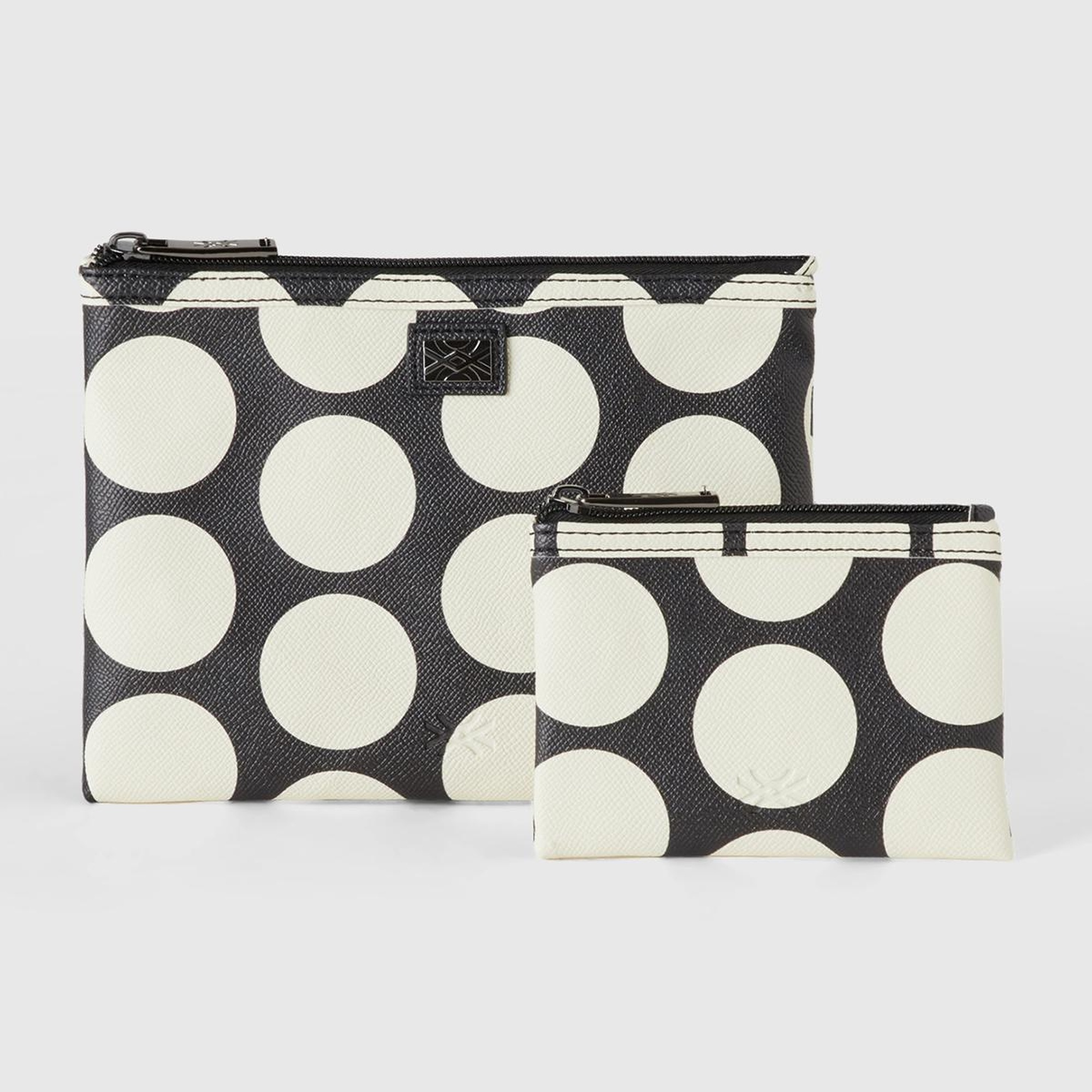 Kadın Siyah Beyaz Desenli 2'Lİ Suni Deri El Çantası