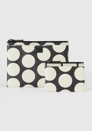  Kadın Siyah Beyaz Desenli 2'Lİ Suni Deri El Çantası