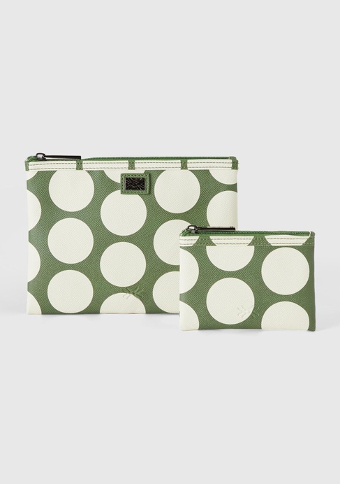  Kadın Yeşil Desenli 2'Lİ Suni Deri El Çantası