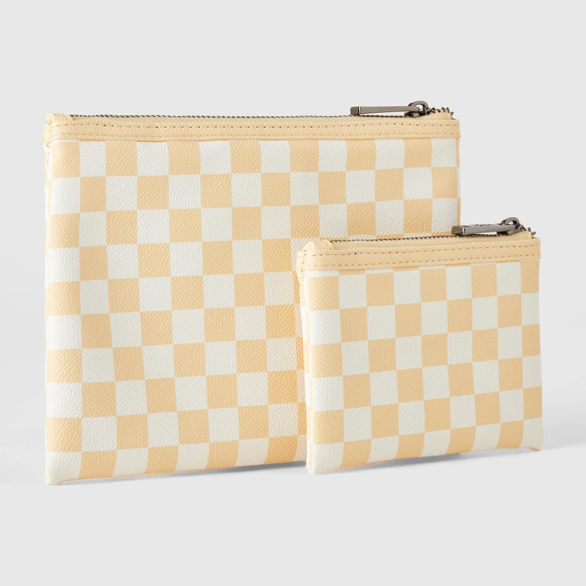 Kadın Sarı Yarım Logo Baskılı 2'li Deri Görünümlü  Mini Cüzdan