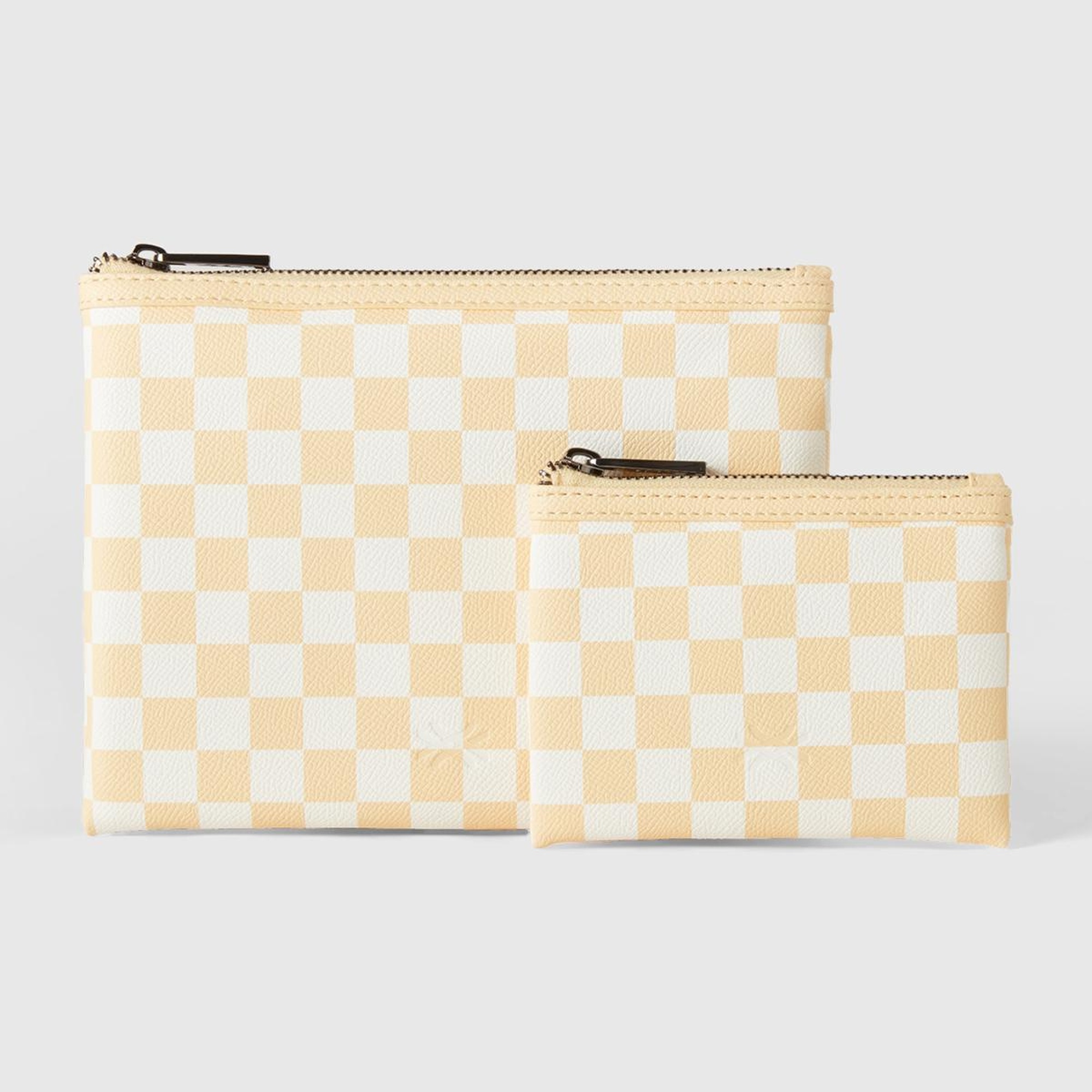 Kadın Sarı Yarım Logo Baskılı 2'li Deri Görünümlü  Mini Cüzdan