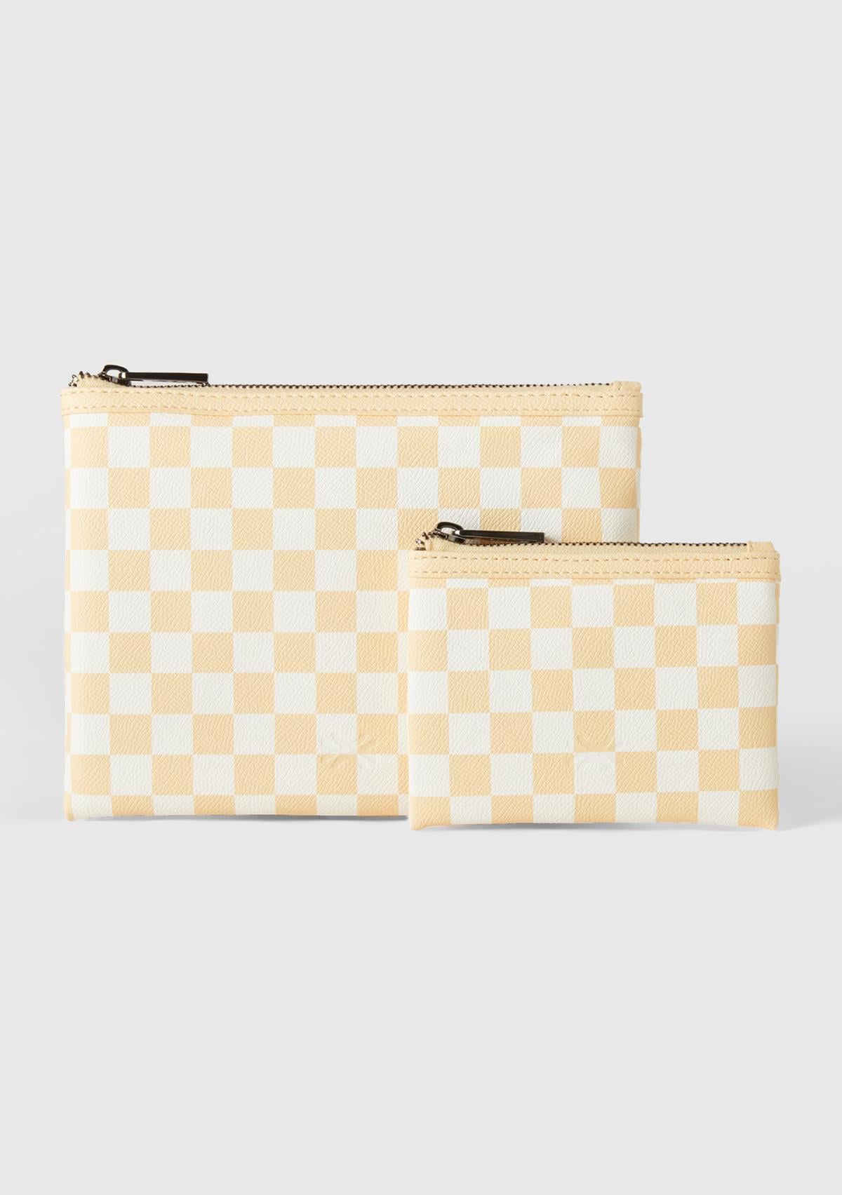  Kadın Sarı Yarım Logo Baskılı 2'li Deri Görünümlü  Mini Cüzdan