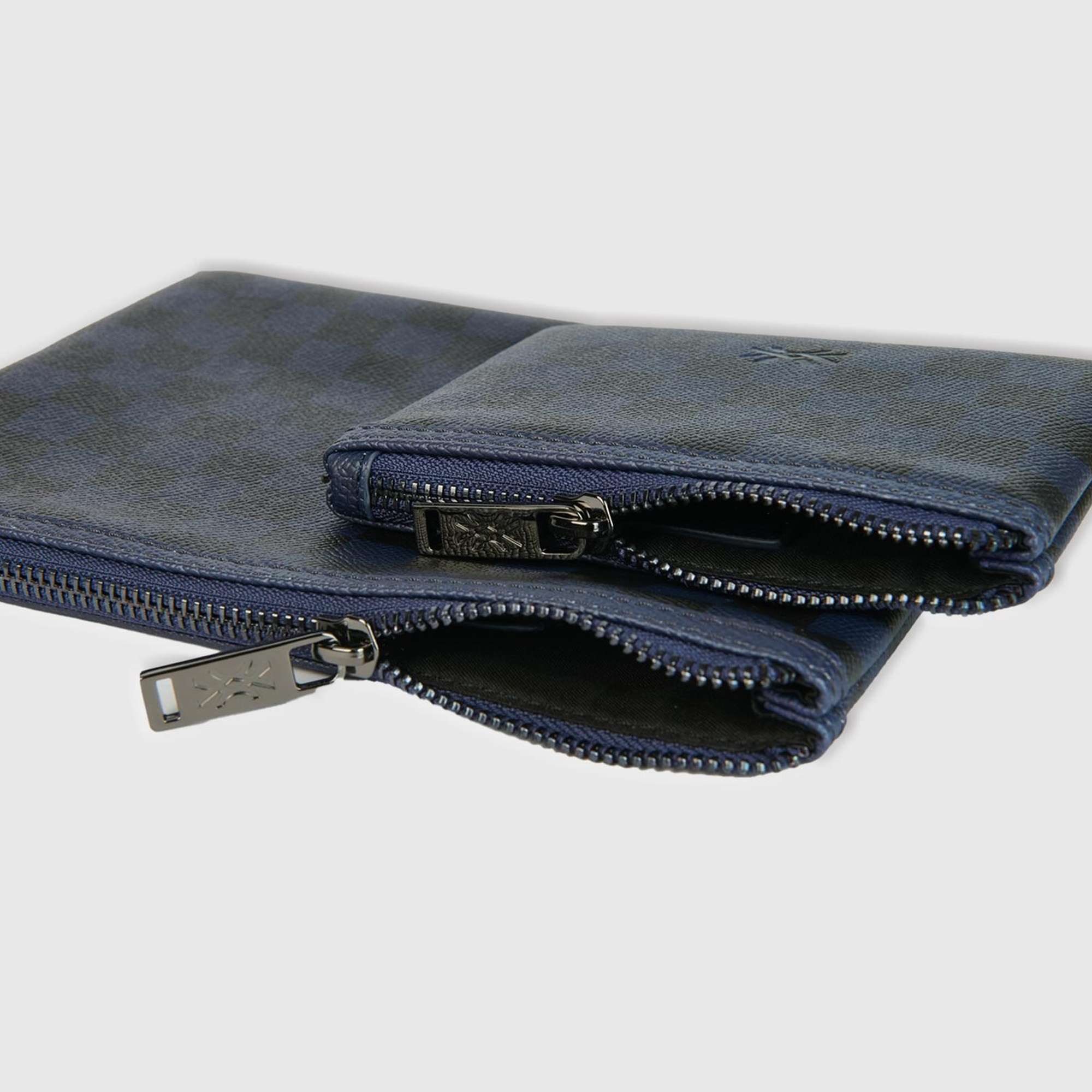 Kadın Lacivert Mix Yarım Logo Baskılı 2'li Deri Görünümlü  Mini Cüzdan