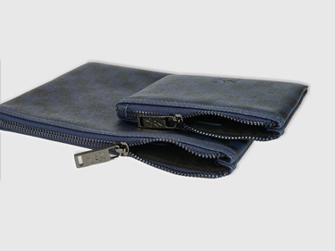  Kadın Lacivert Mix Yarım Logo Baskılı 2'li Deri Görünümlü  Mini Cüzdan