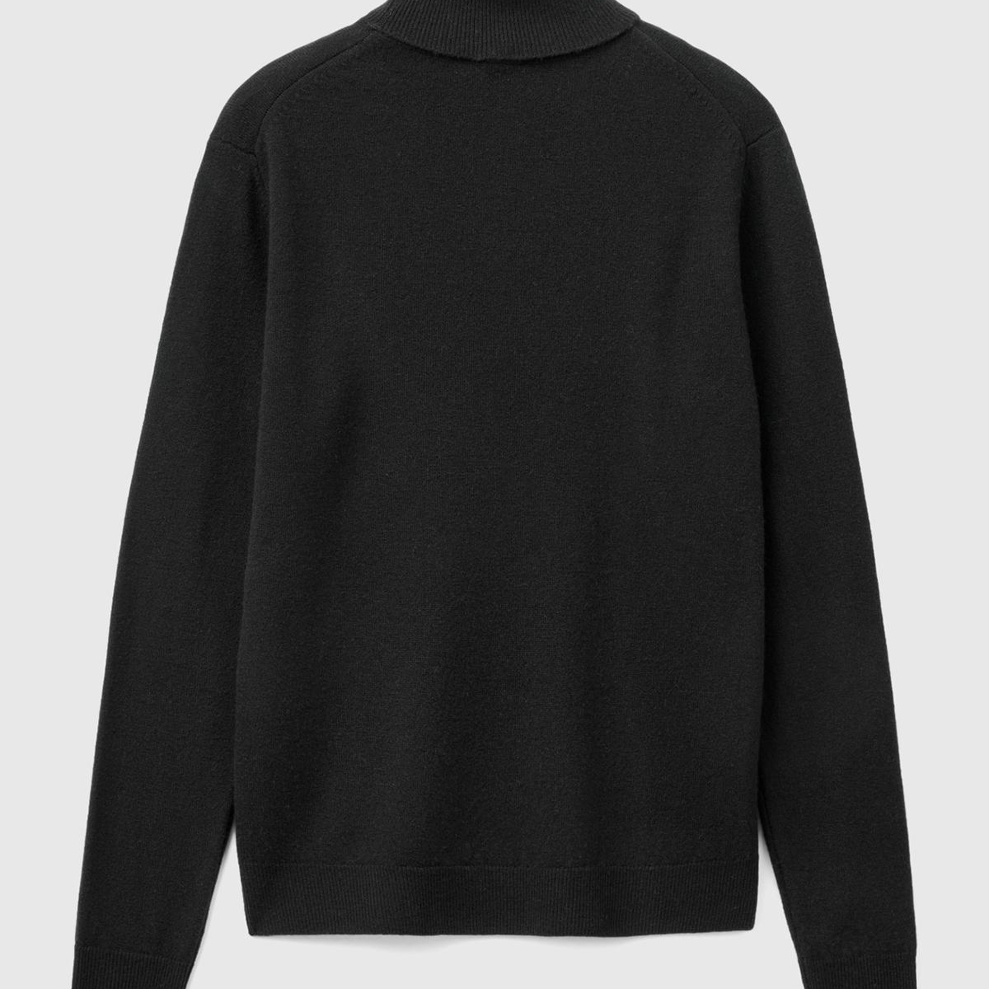 Kadın Siyah Dik Yaka %100 Merino Kazak