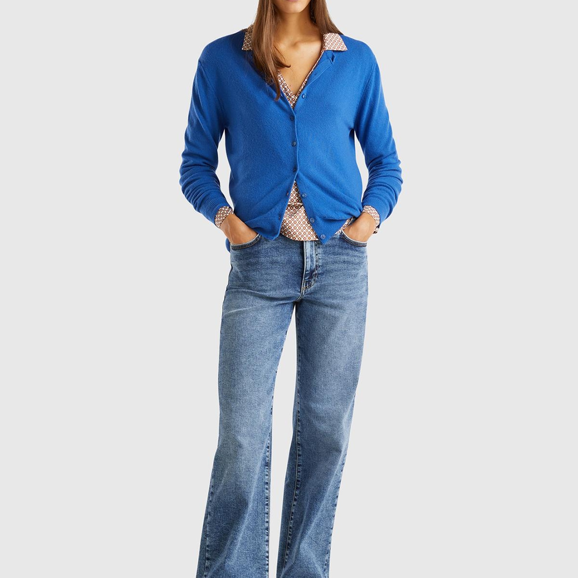 Kadın Gece Mavisi Bisiklet Yaka %100 Merino Hırka