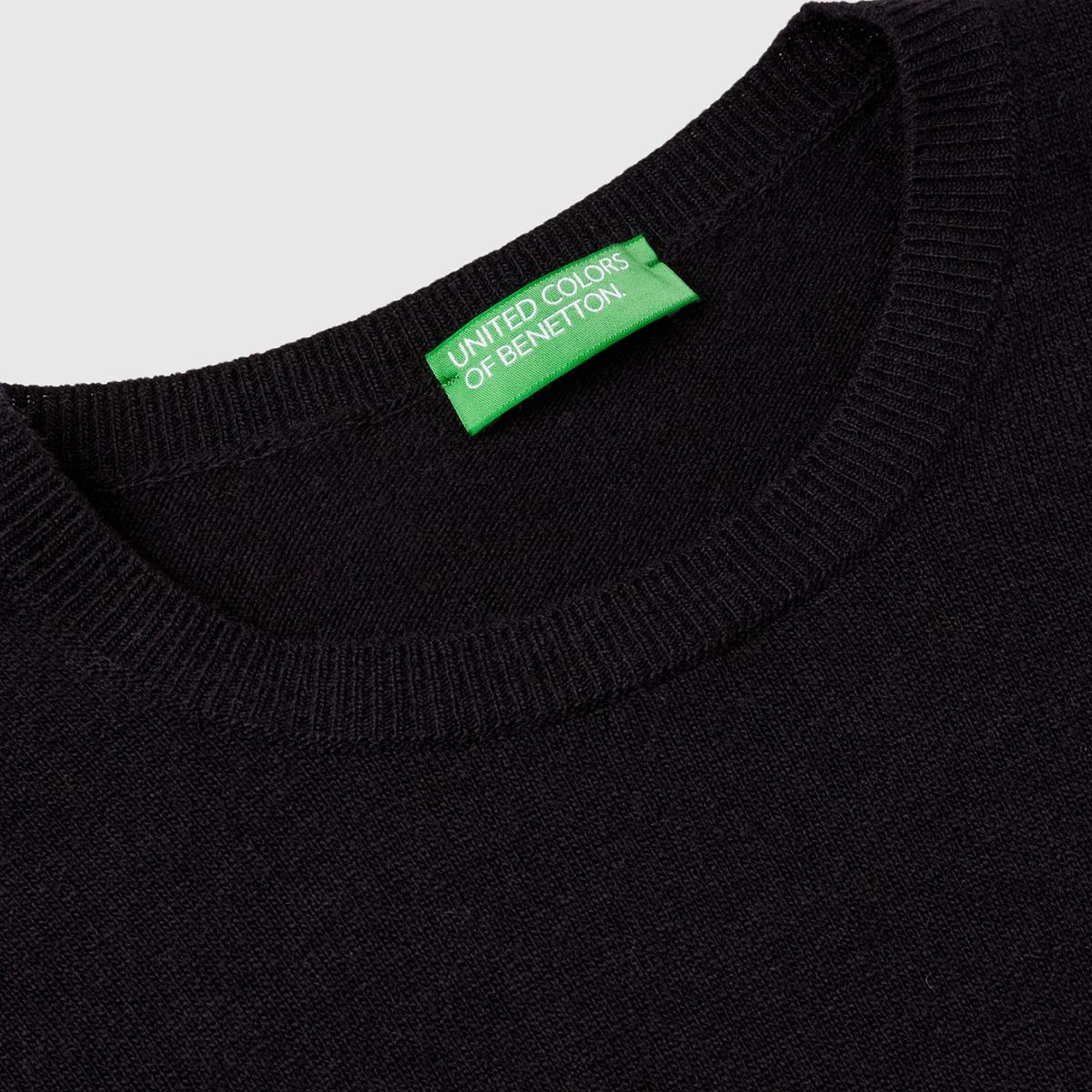 Kadın Siyah Bisiklet Yaka %100 Merino Kazak