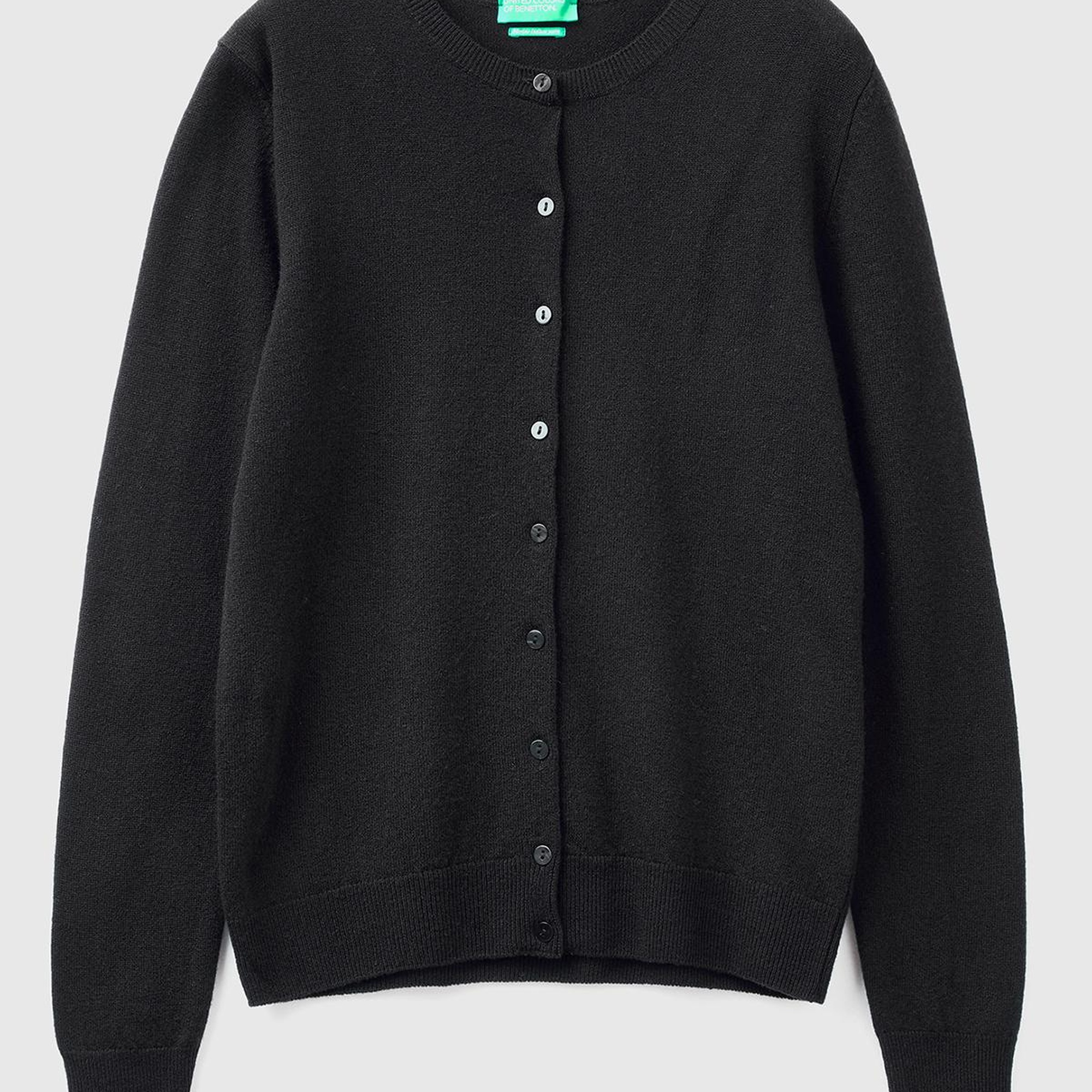 Kadın Siyah Bisiklet Yaka %100 Merino Hırka