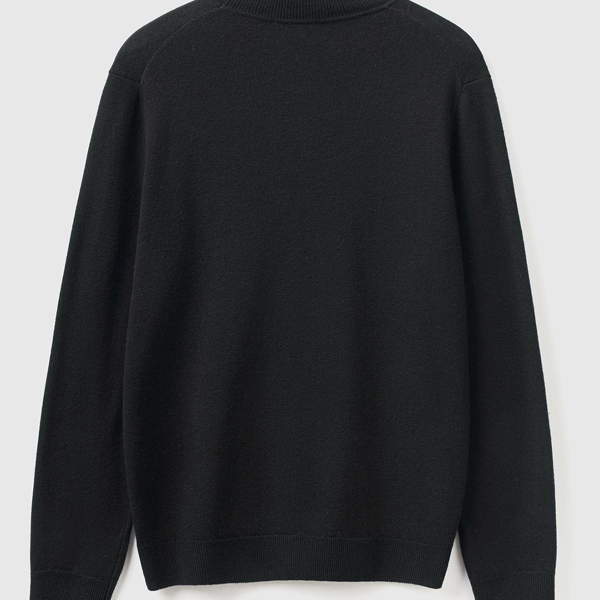 Erkek Siyah Boğazlı %100 Merino Kazak