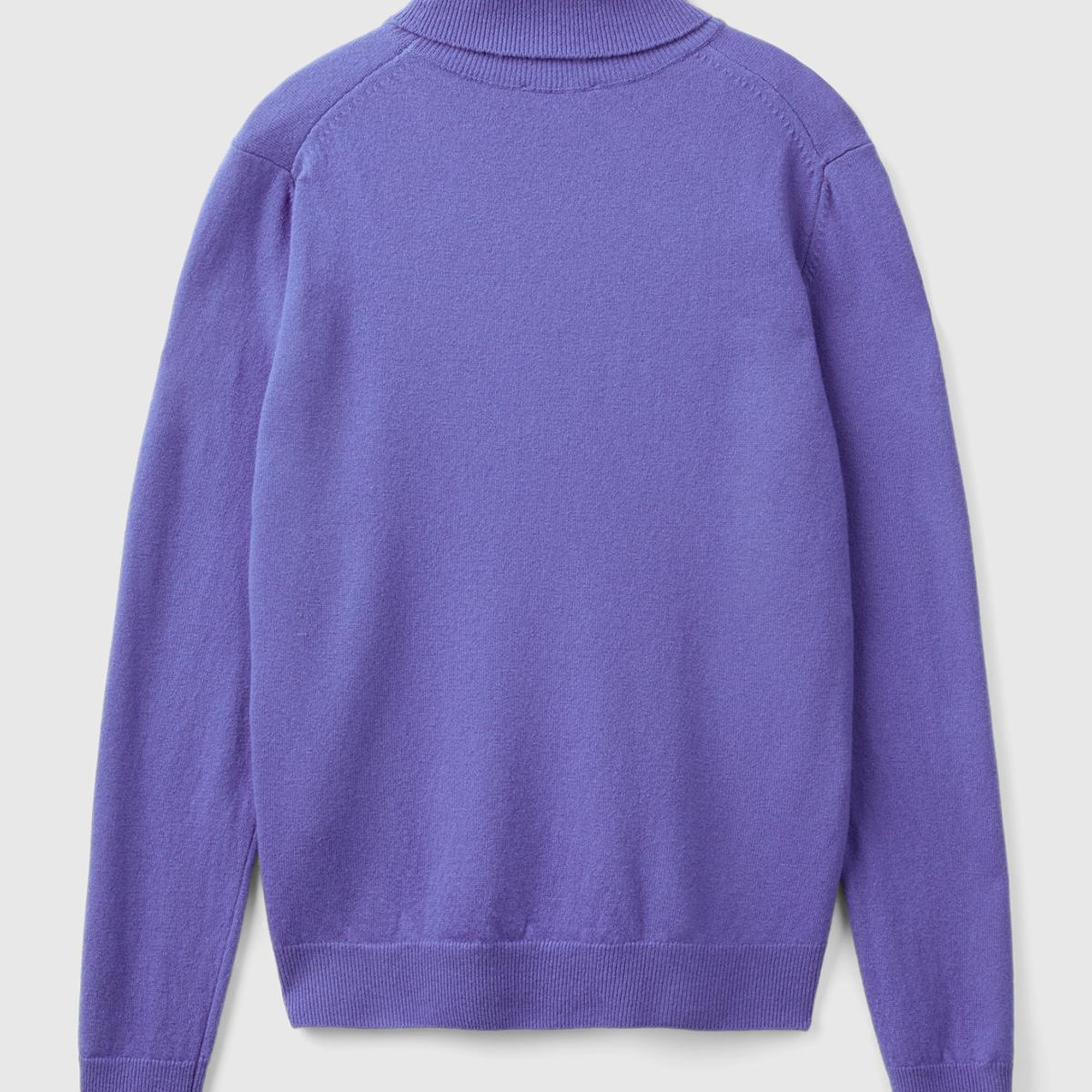 Kadın Mor Dik Yaka %100 Merino Kazak