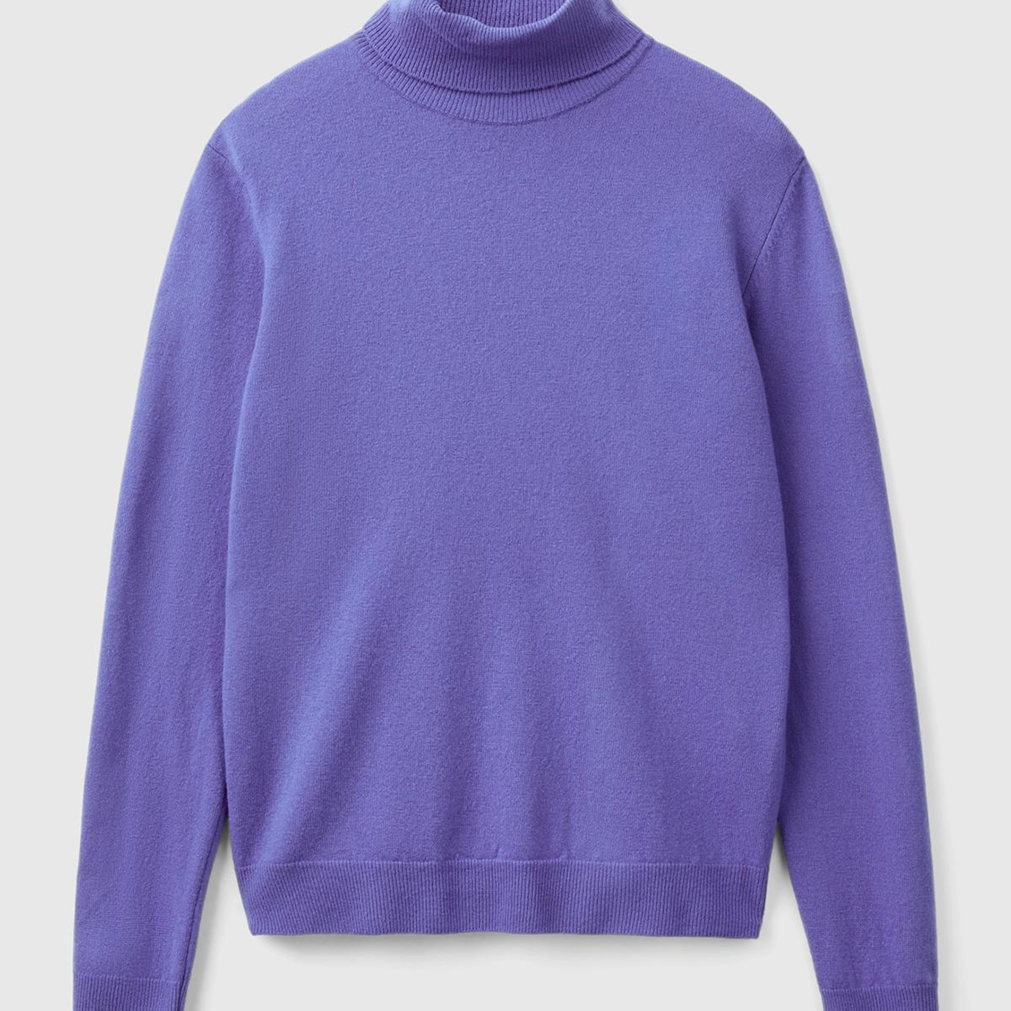 Kadın Mor Dik Yaka %100 Merino Kazak