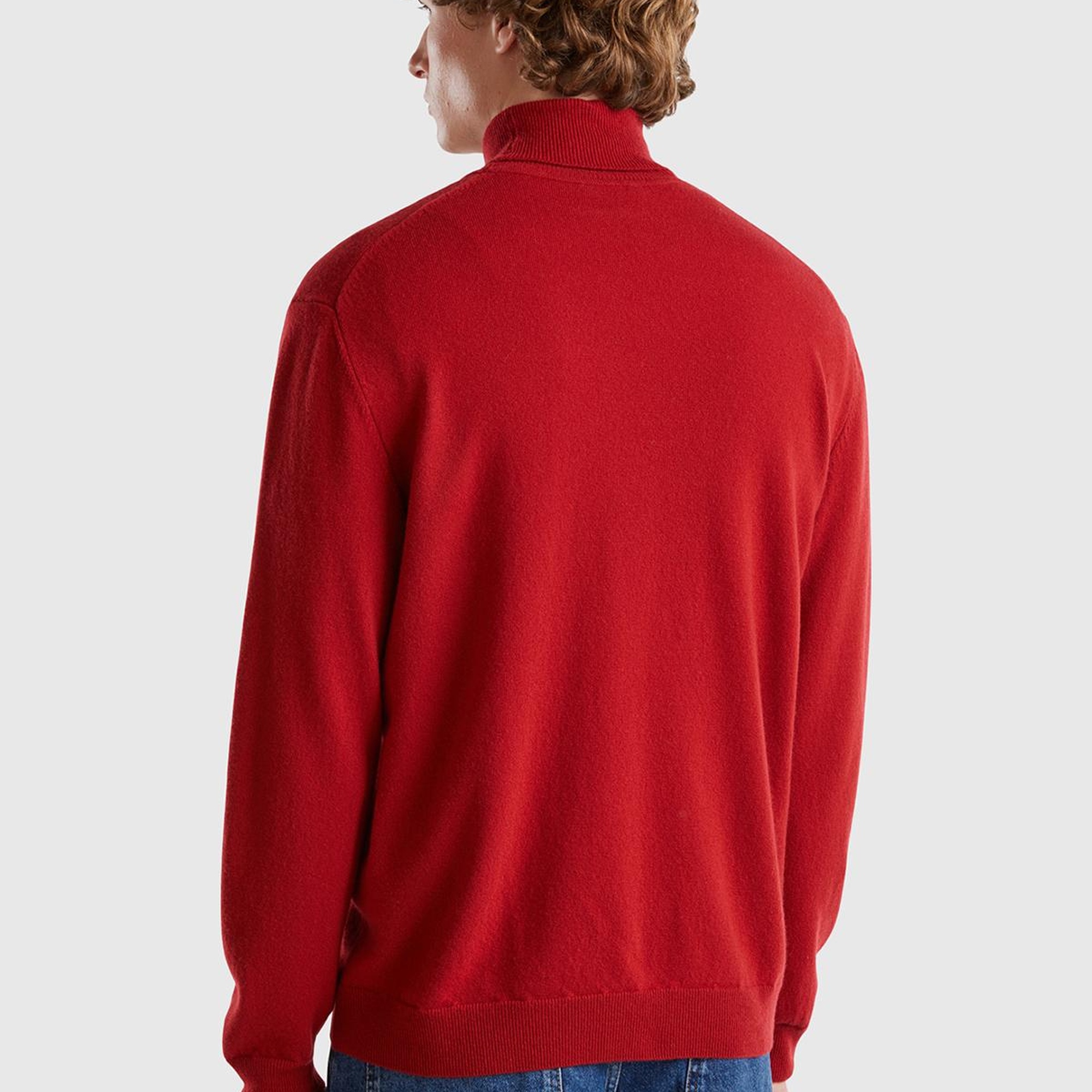 Erkek Bordo Boğazlı %100 Merino Kazak