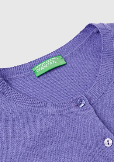  Kadın Mor Bisiklet Yaka %100 Merino Hırka