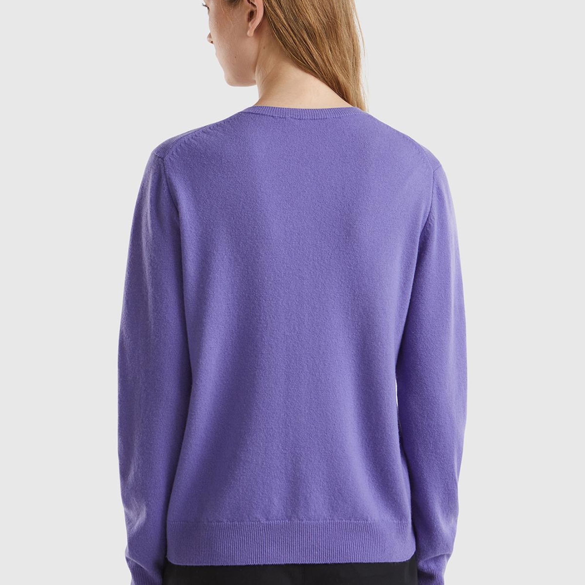 Kadın Mor Bisiklet Yaka %100 Merino Hırka