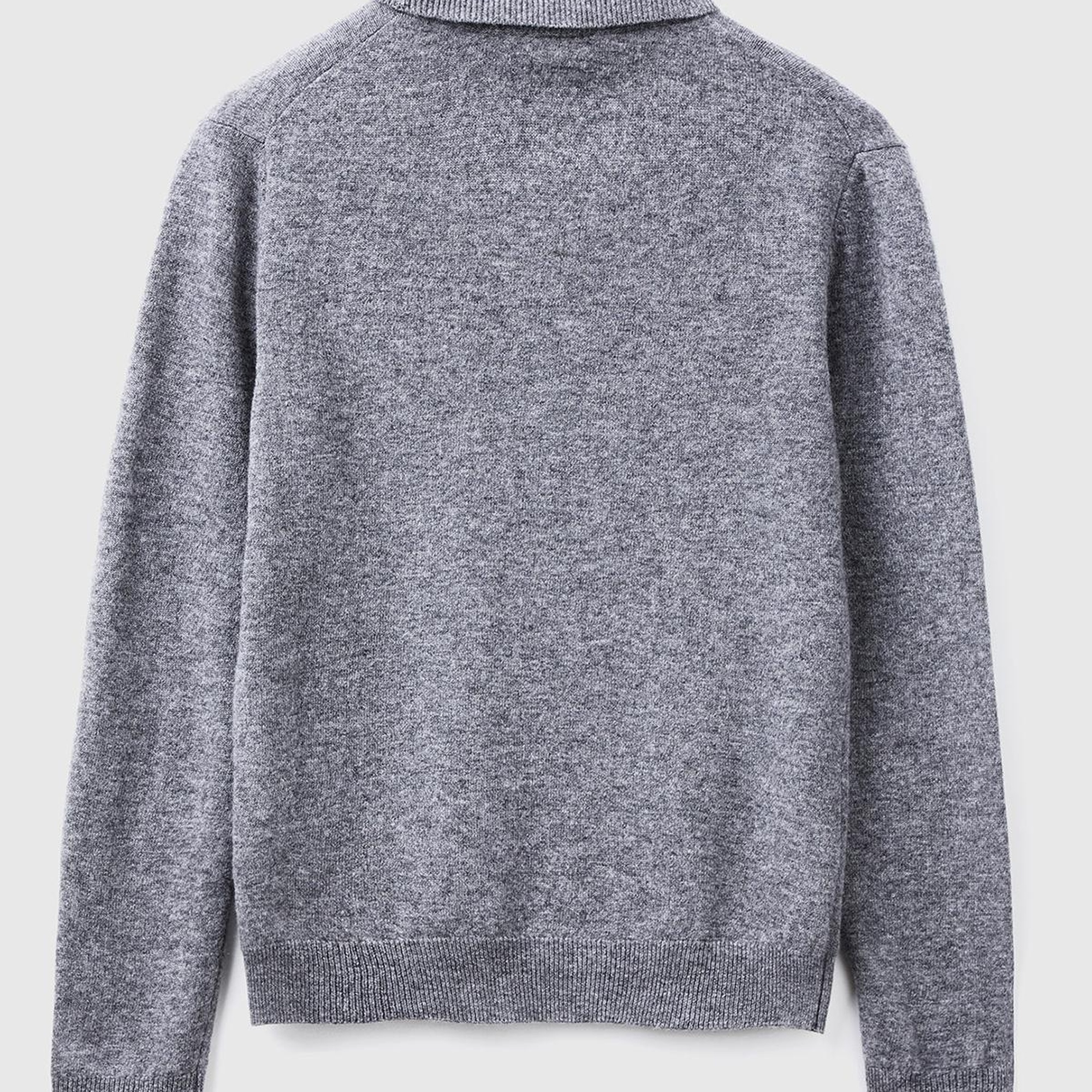 Kadın Antrasit Melanj Dik Yaka %100 Merino Kazak