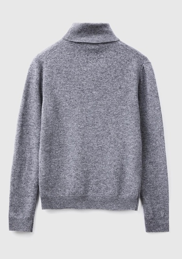  Kadın Antrasit Melanj Dik Yaka %100 Merino Kazak