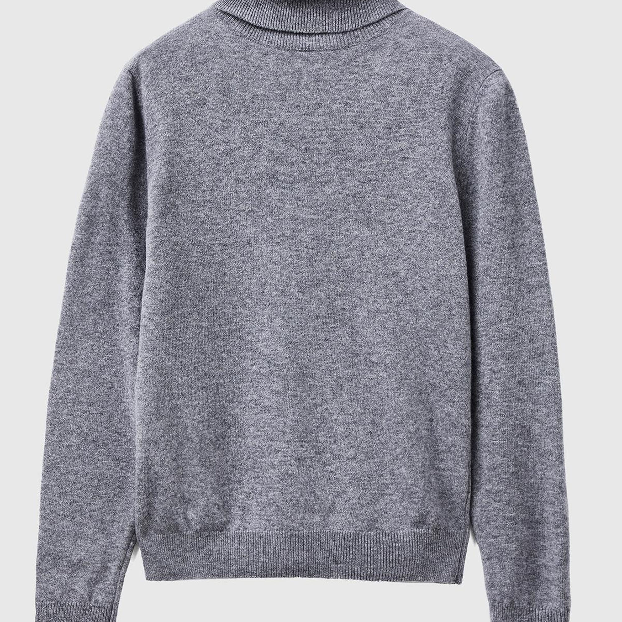 Kadın Antrasit Melanj Dik Yaka %100 Merino Kazak