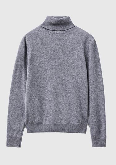  Kadın Antrasit Melanj Dik Yaka %100 Merino Kazak