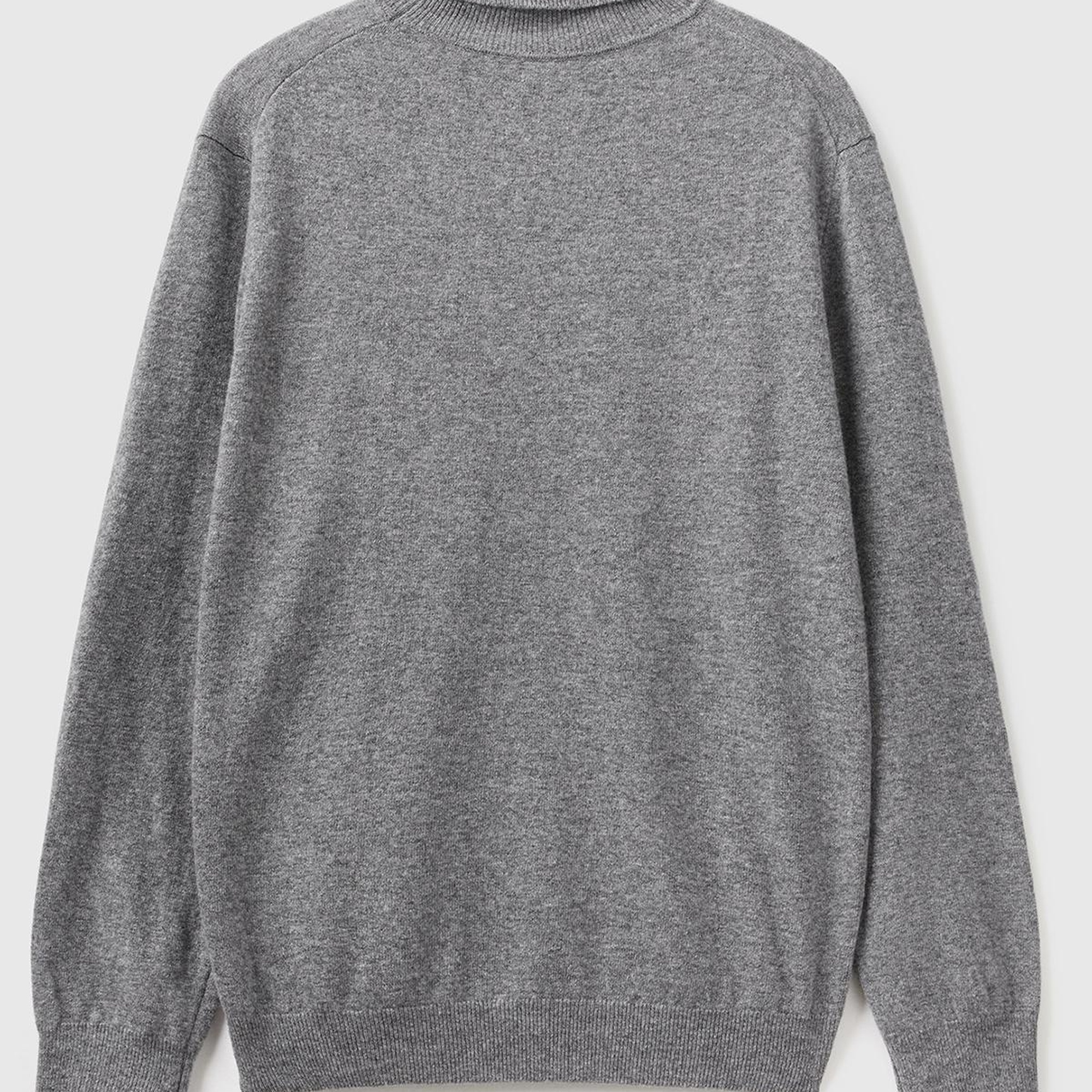 Erkek Antrasit Melanj Boğazlı %100 Merino Kazak