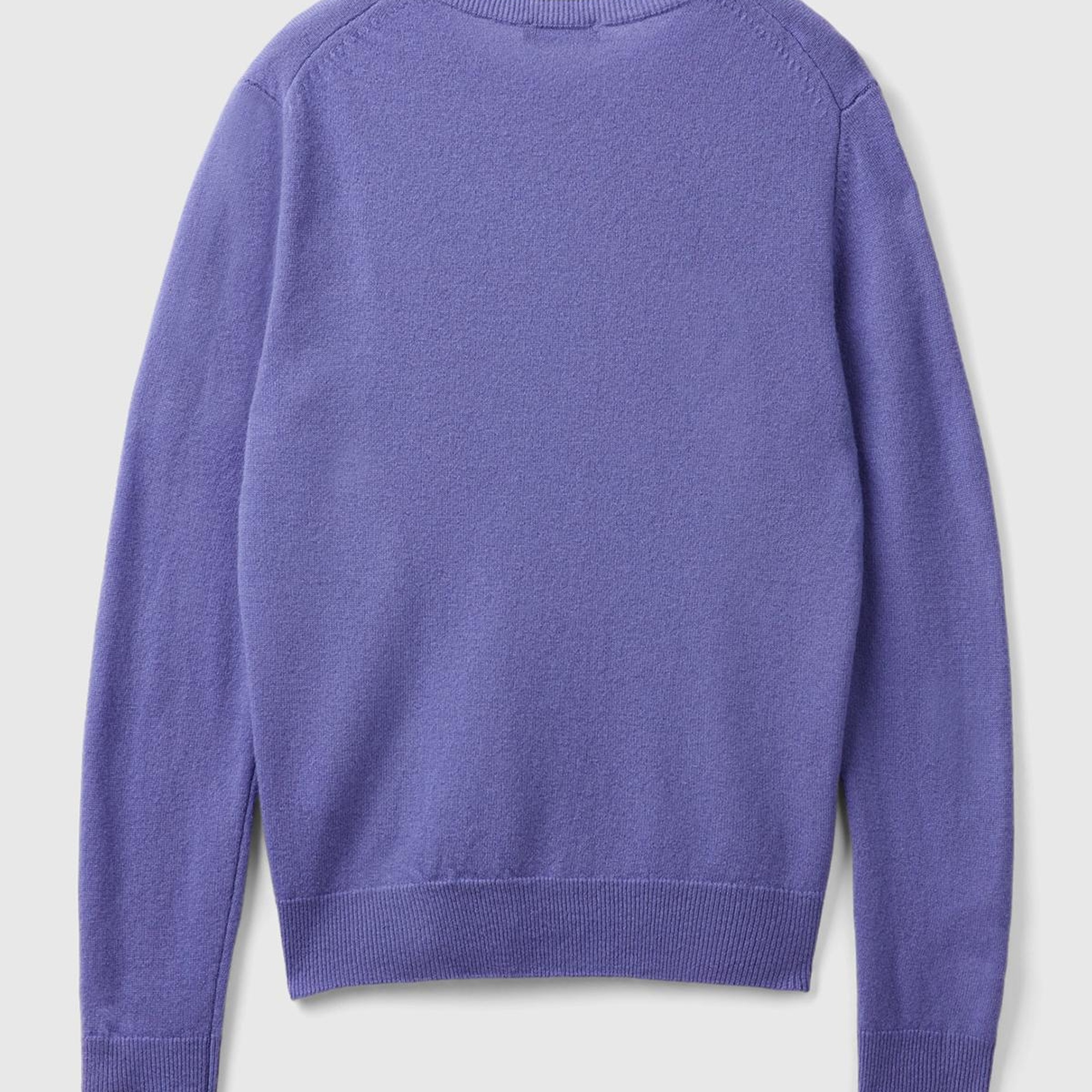 Kadın Mor Bisiklet Yaka %100 Merino Kazak