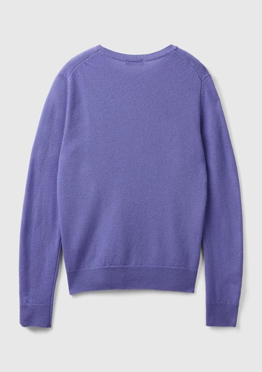  Kadın Mor Bisiklet Yaka %100 Merino Kazak