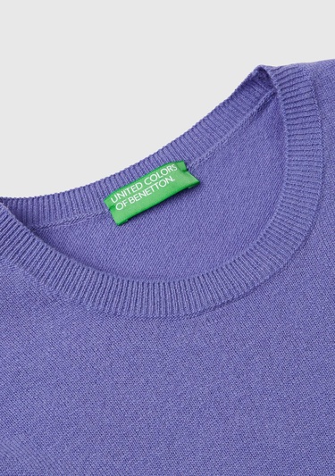  Kadın Mor Bisiklet Yaka %100 Merino Kazak