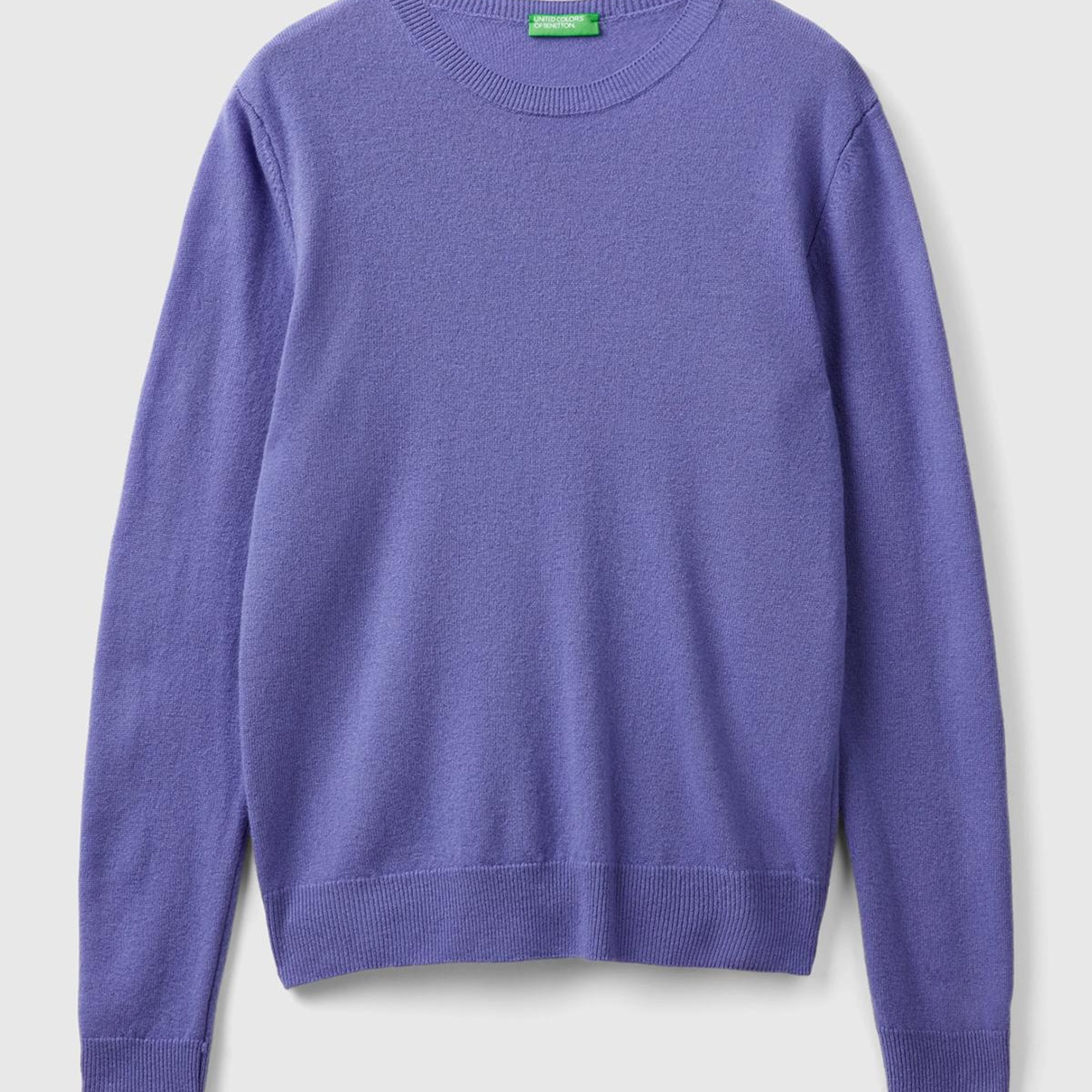 Kadın Mor Bisiklet Yaka %100 Merino Kazak