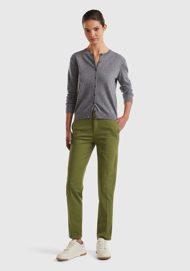  Kadın Antrasit Melanj Bisiklet Yaka %100 Merino Hırka