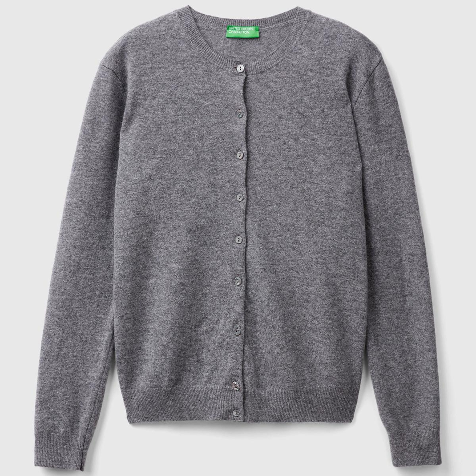 Kadın Antrasit Melanj Bisiklet Yaka %100 Merino Hırka