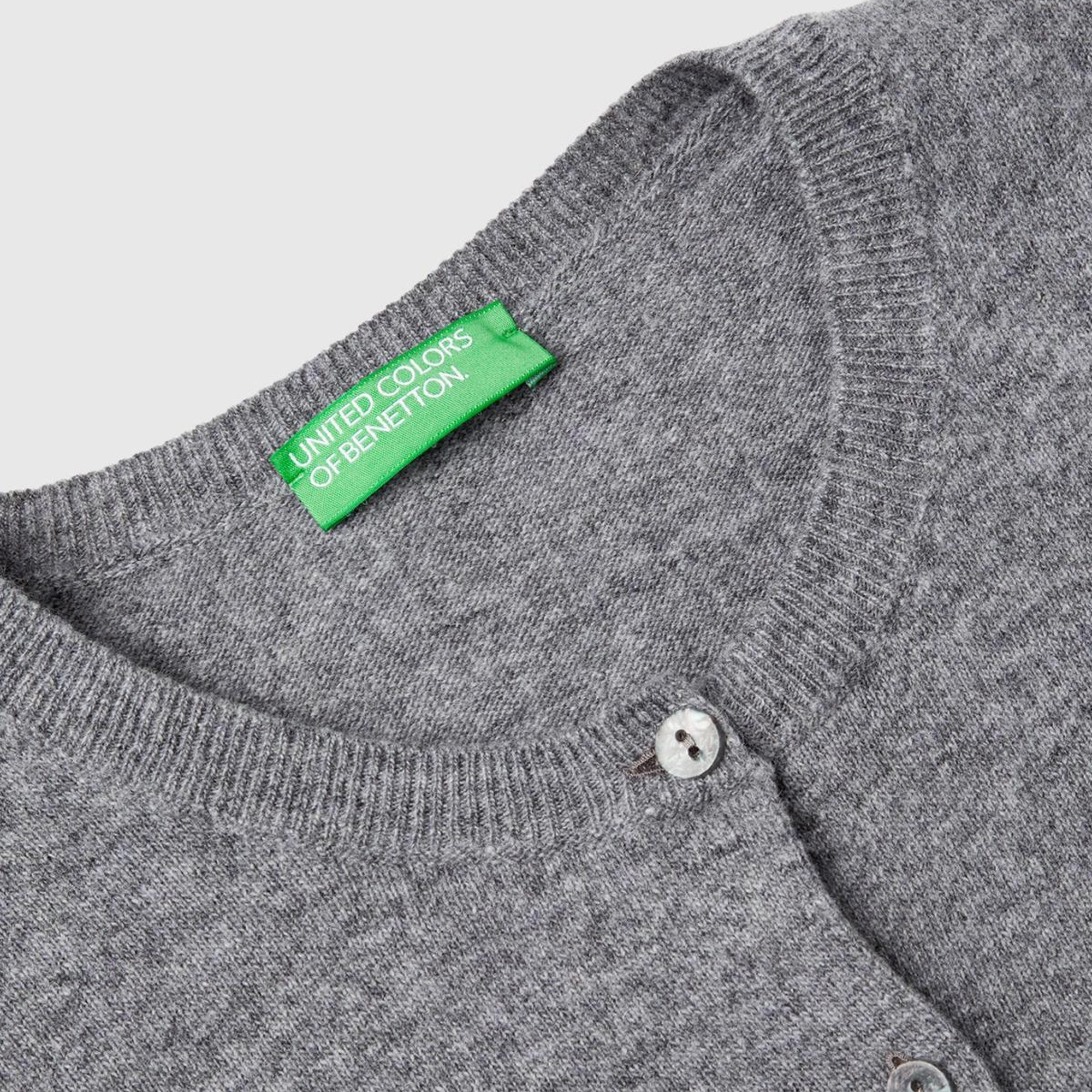 Kadın Antrasit Melanj Bisiklet Yaka %100 Merino Hırka