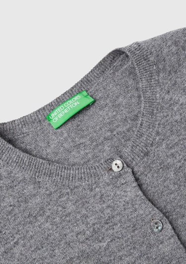  Kadın Antrasit Melanj Bisiklet Yaka %100 Merino Hırka