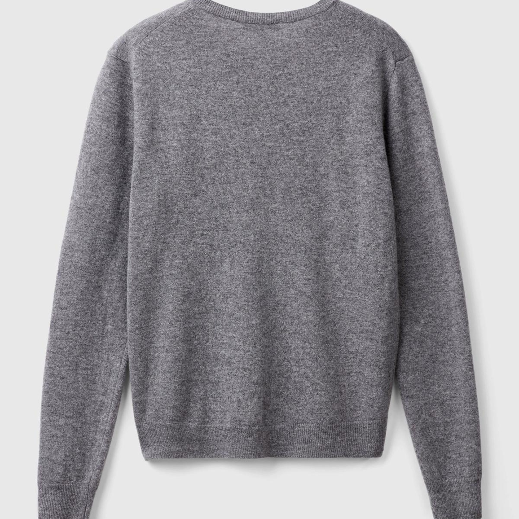 Kadın Antrasit Melanj Bisiklet Yaka %100 Merino Hırka