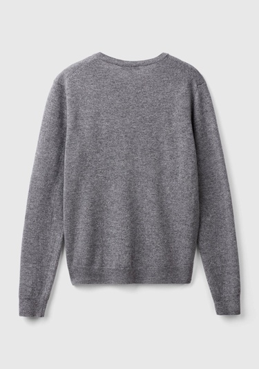  Kadın Antrasit Melanj Bisiklet Yaka %100 Merino Hırka