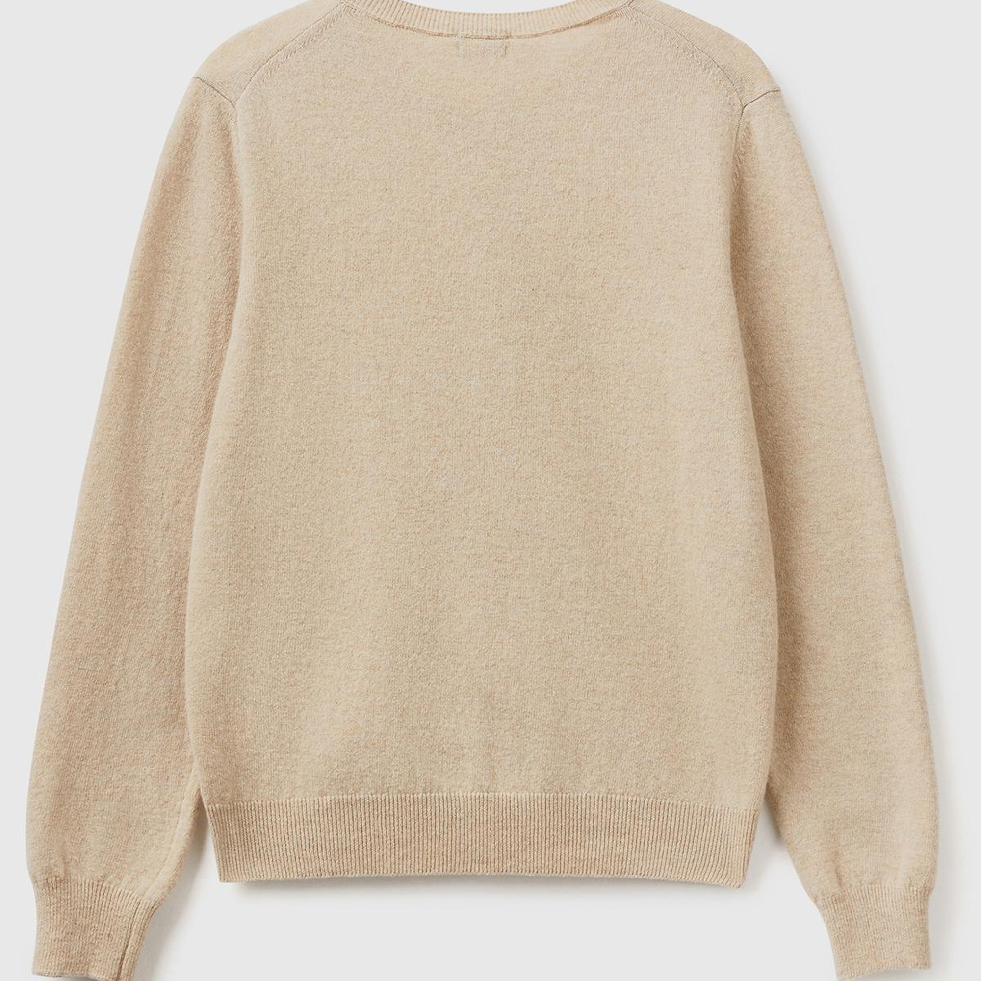 Kadın Bej Melanj Bisiklet Yaka %100 Merino Hırka