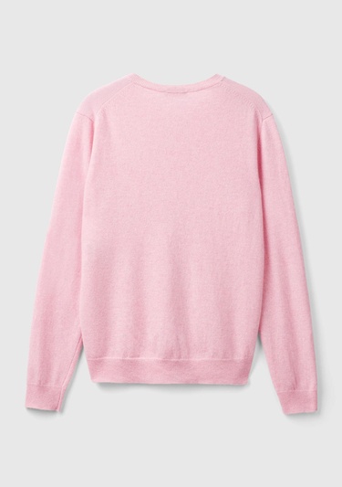  Kadın Pembe Bisiklet Yaka %100 Merino Hırka