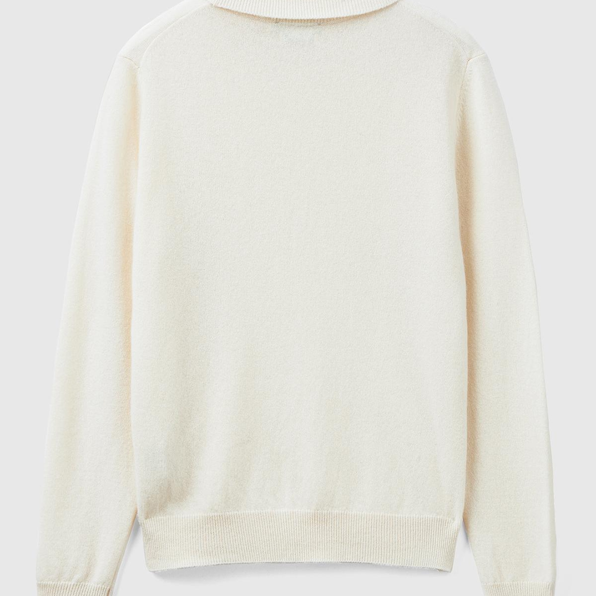 Kadın Krem Dik Yaka %100 Merino Kazak