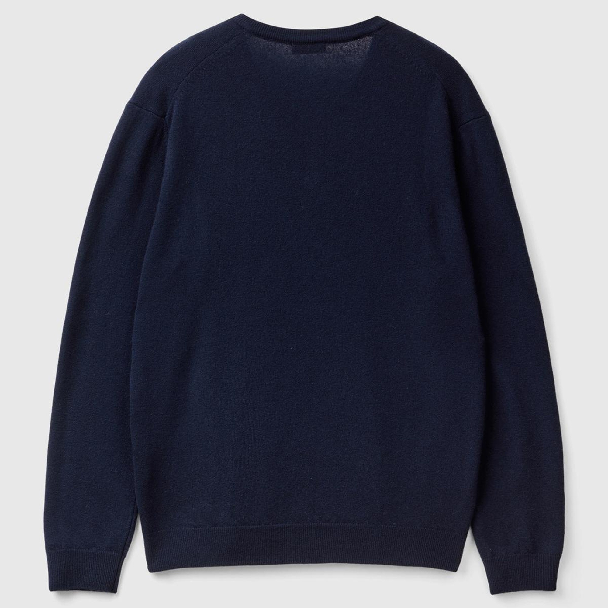 Erkek Lacivert V Yaka %100 Merino Kazak