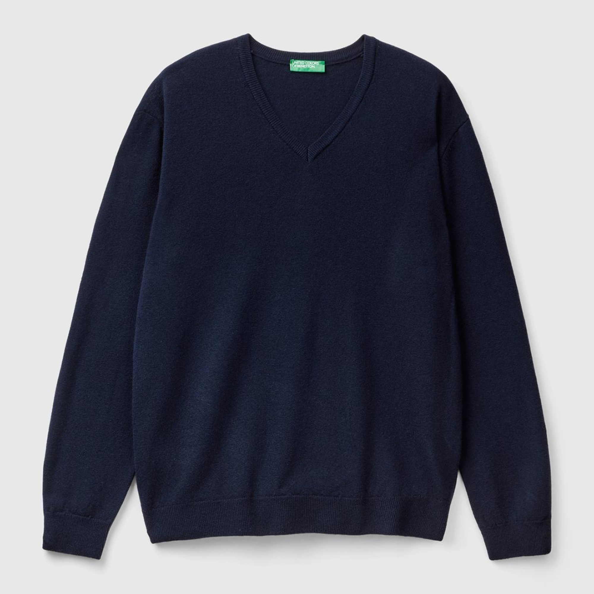 Erkek Lacivert V Yaka %100 Merino Kazak