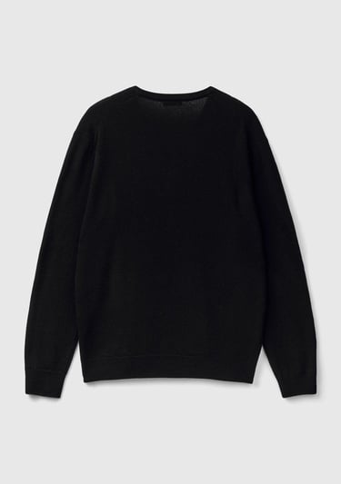  Erkek Siyah V Yaka %100 Merino Kazak