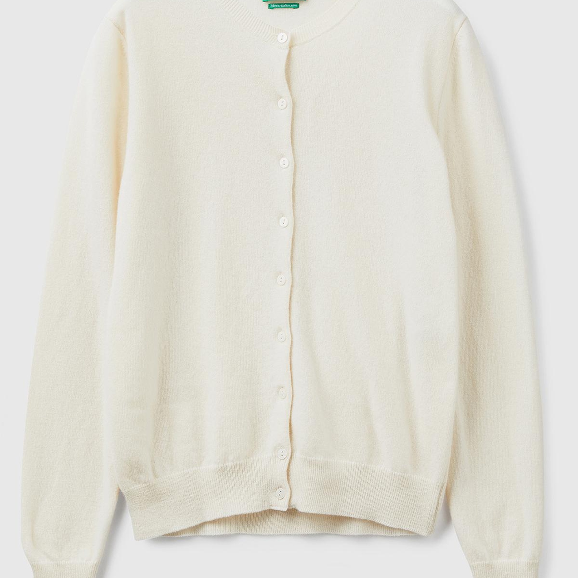 Kadın Krem Bisiklet Yaka %100 Merino Hırka