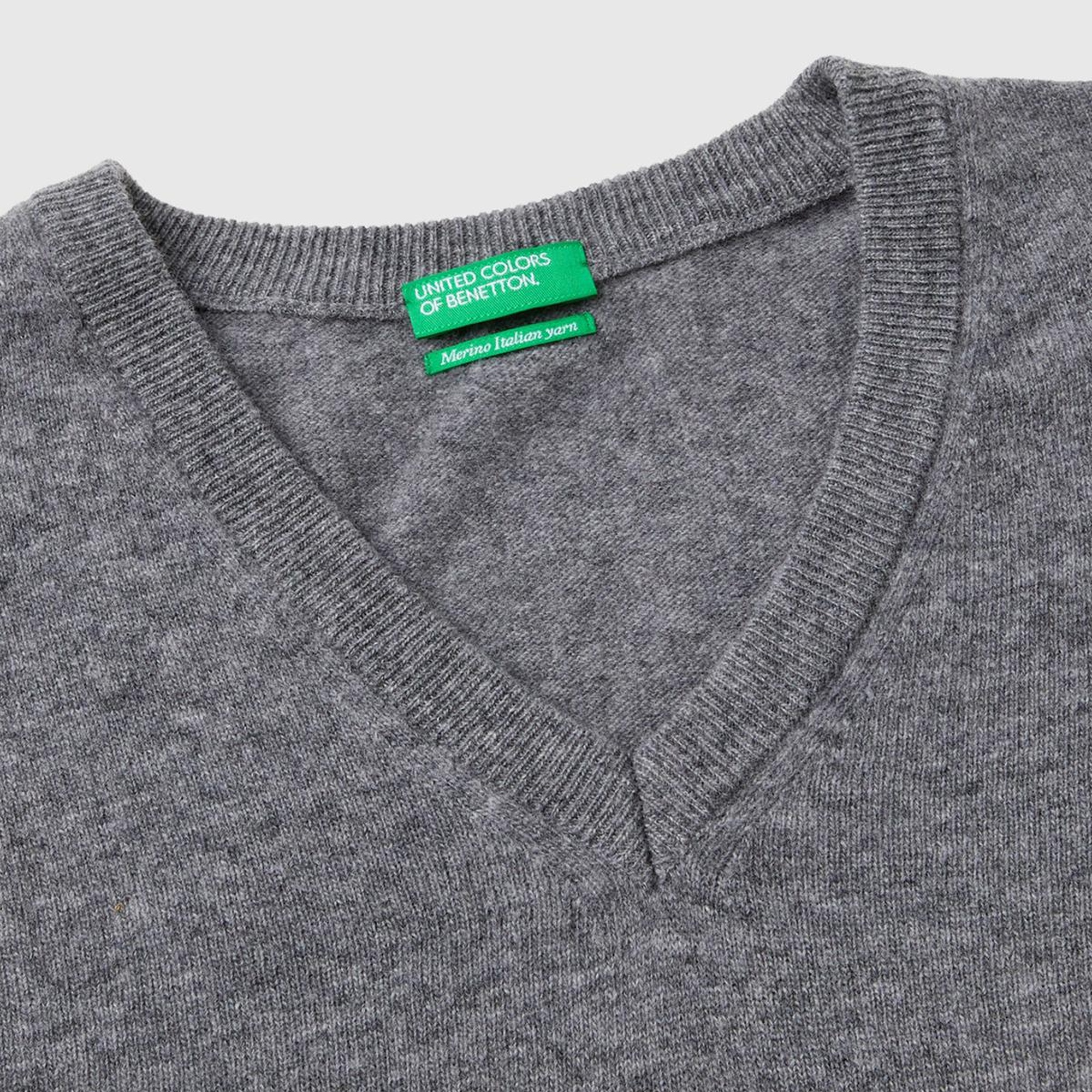 Erkek Antrasit Melanj V Yaka %100 Merino Kazak